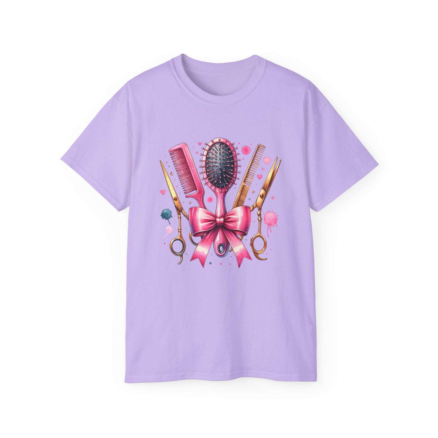 Stylish Hairdresser Tee with Scissors & Brushes