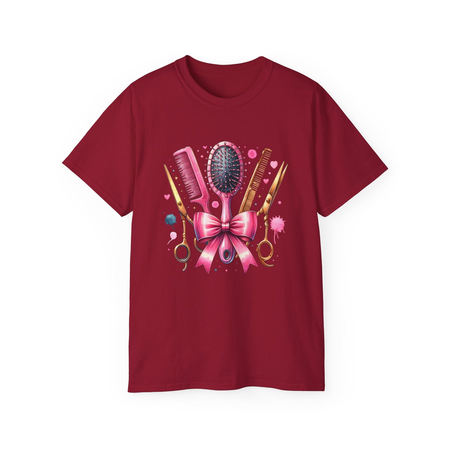 Stylish Hairdresser Tee with Scissors & Brushes