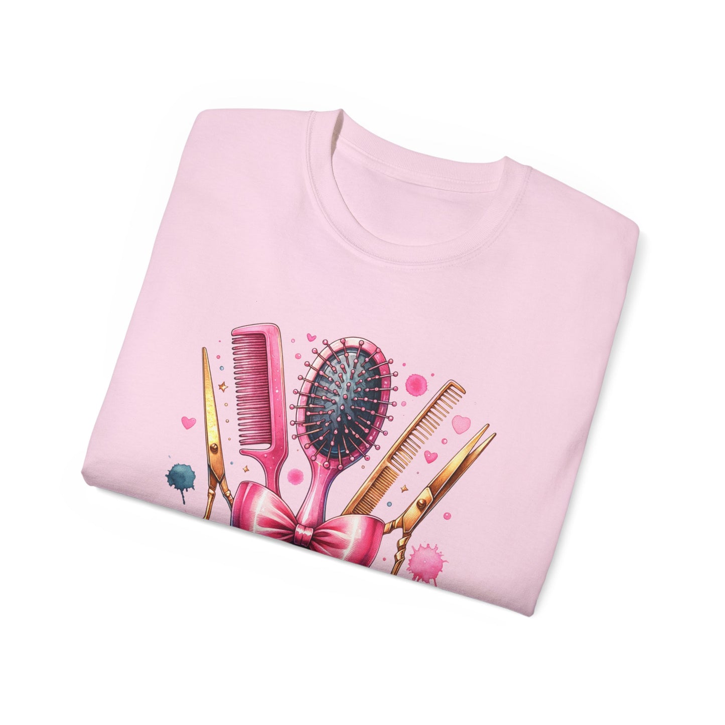 Stylish Hairdresser Tee with Scissors & Brushes