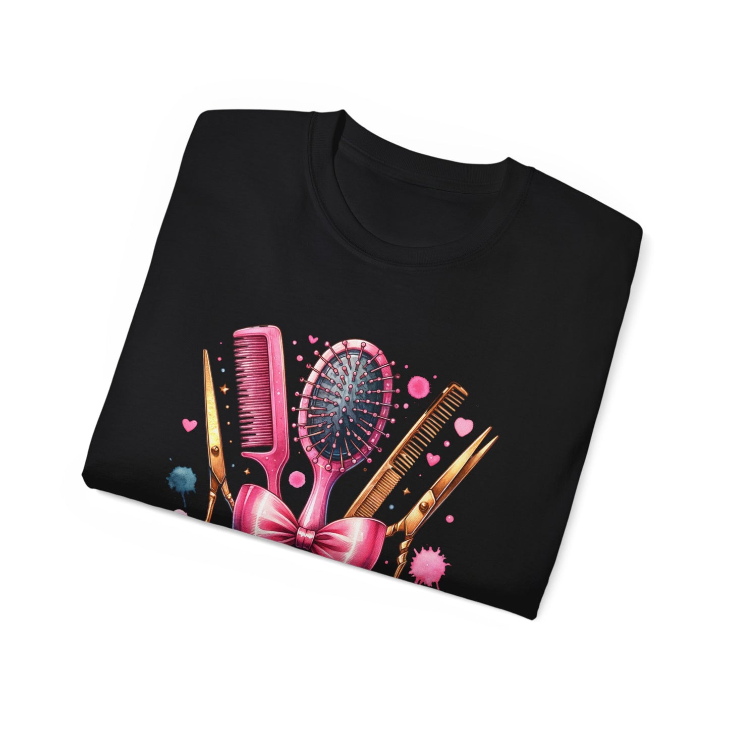 Stylish Hairdresser Tee with Scissors & Brushes