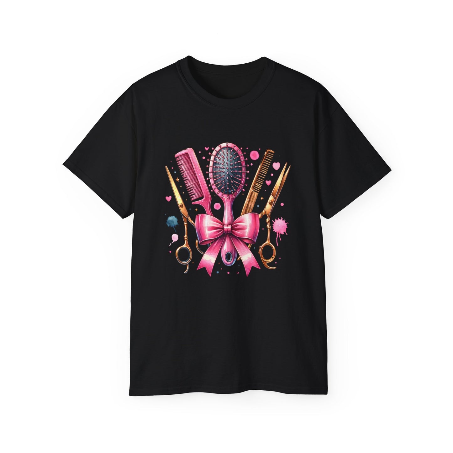 Stylish Hairdresser Tee with Scissors & Brushes