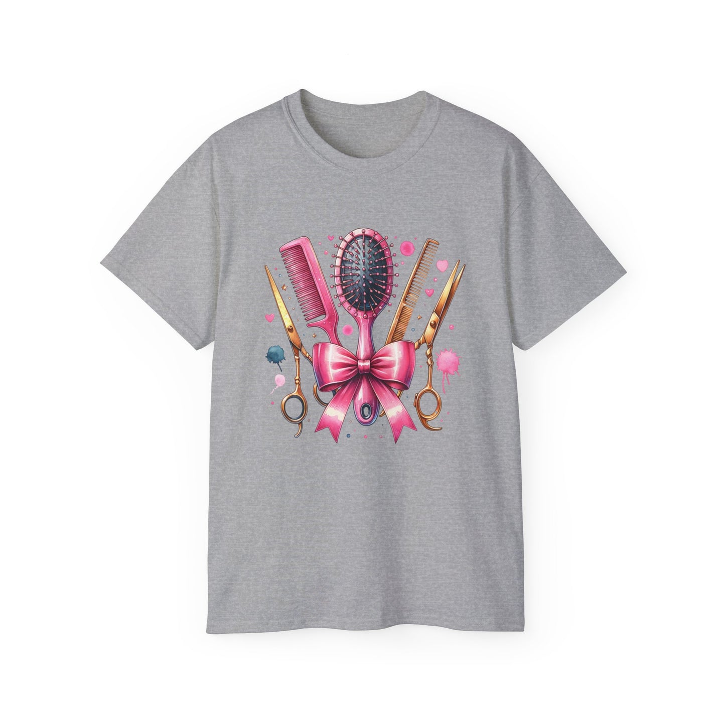 Stylish Hairdresser Tee with Scissors & Brushes