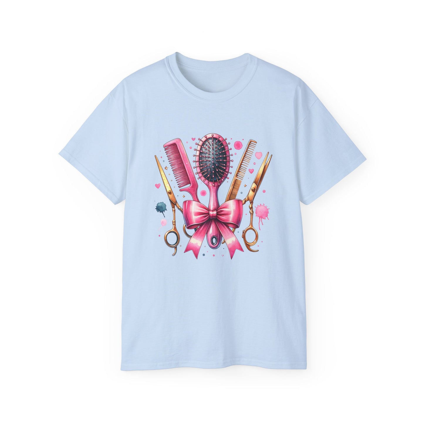 Stylish Hairdresser Tee with Scissors & Brushes