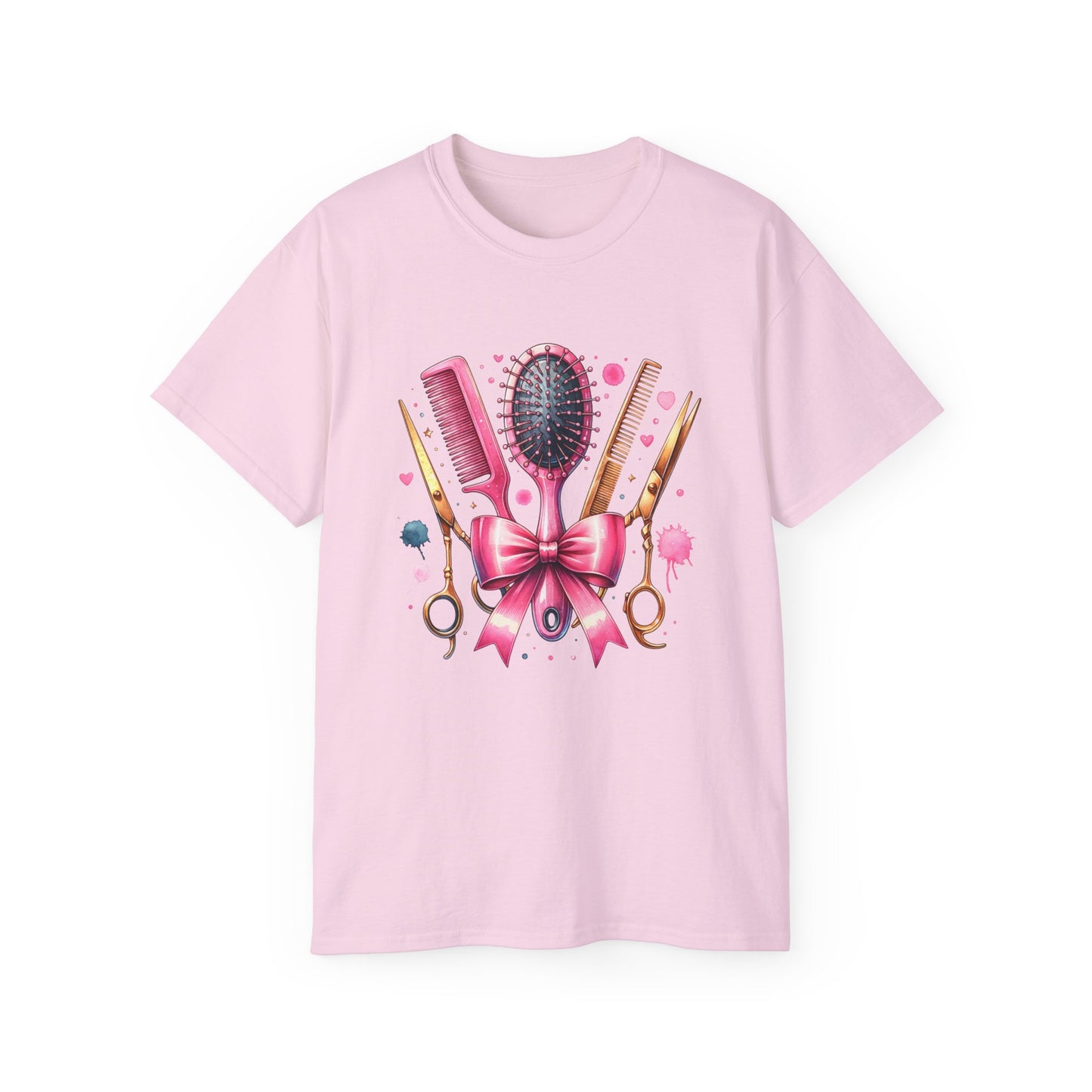 Stylish Hairdresser Tee with Scissors & Brushes