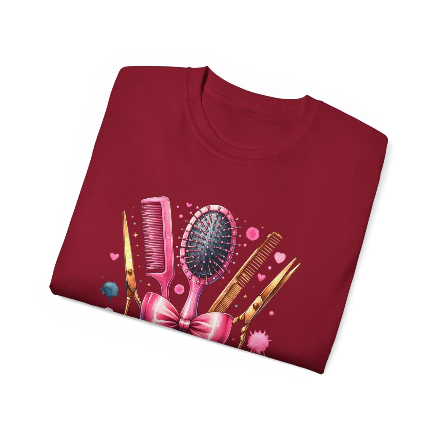 Stylish Hairdresser Tee with Scissors & Brushes