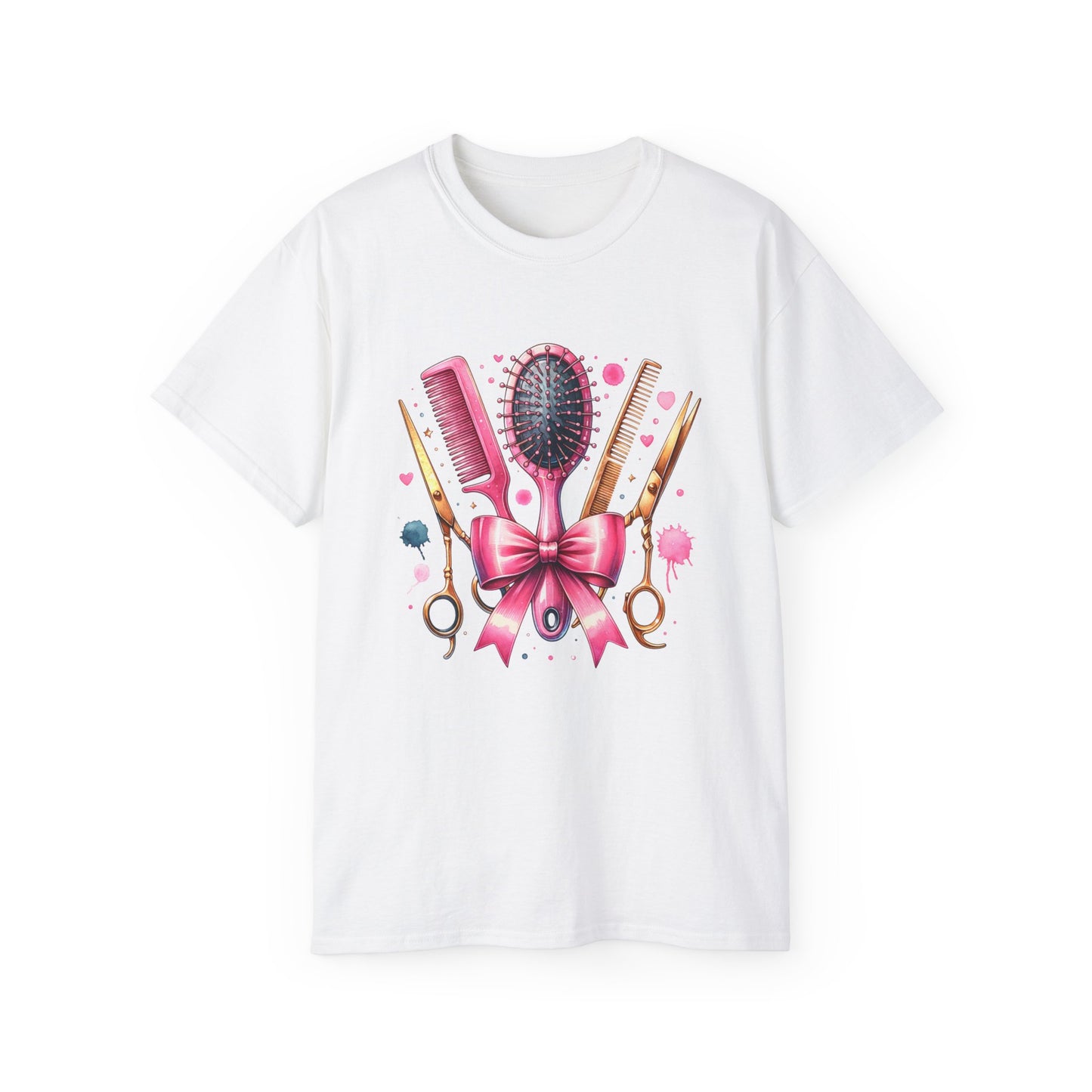 Stylish Hairdresser Tee with Scissors & Brushes