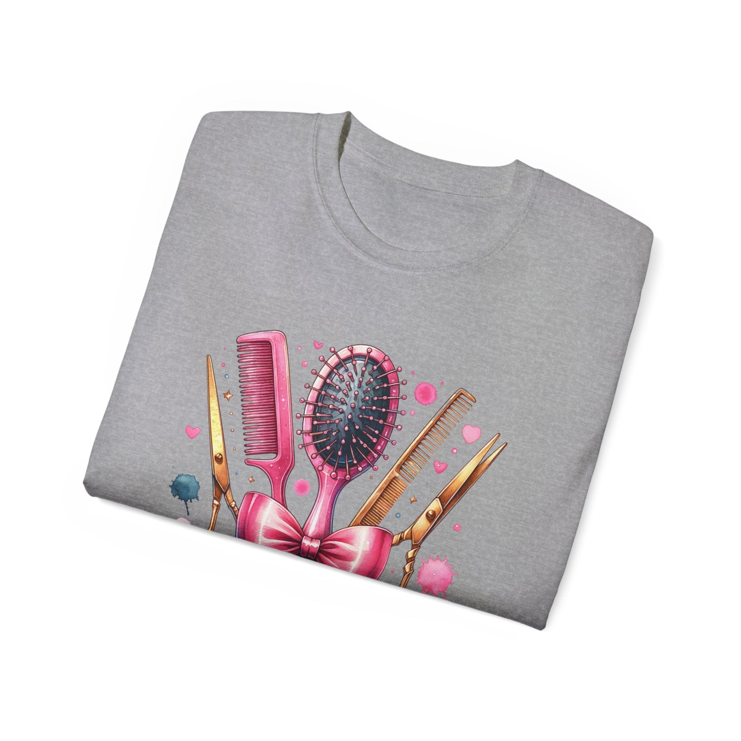 Stylish Hairdresser Tee with Scissors & Brushes