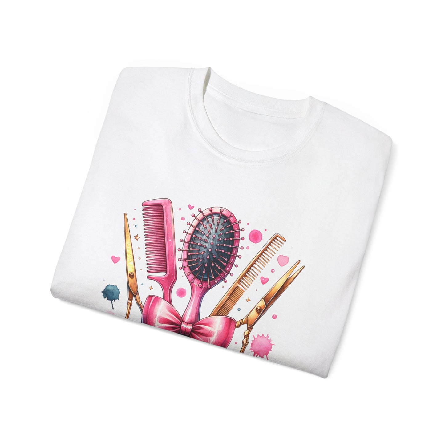 Stylish Hairdresser Tee with Scissors & Brushes