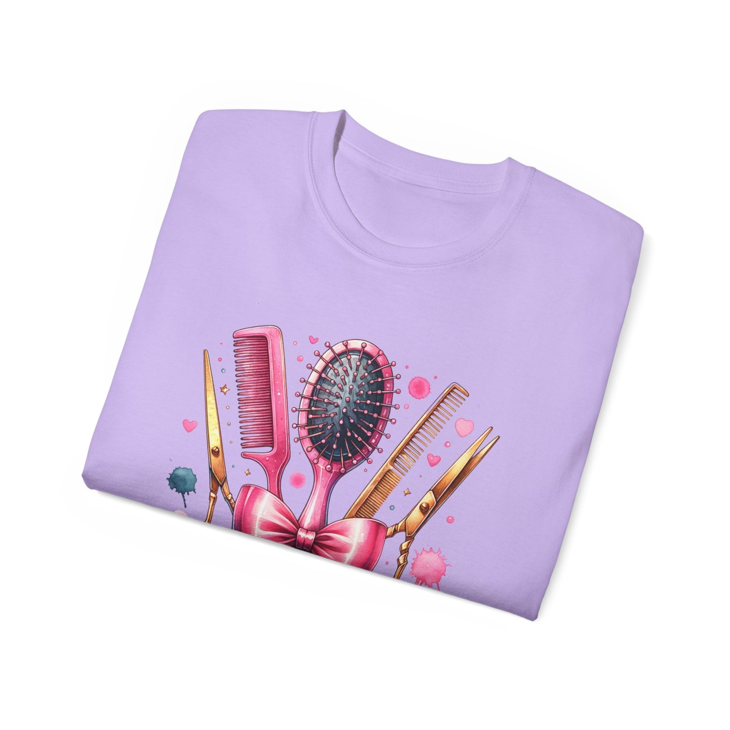 Stylish Hairdresser Tee with Scissors & Brushes