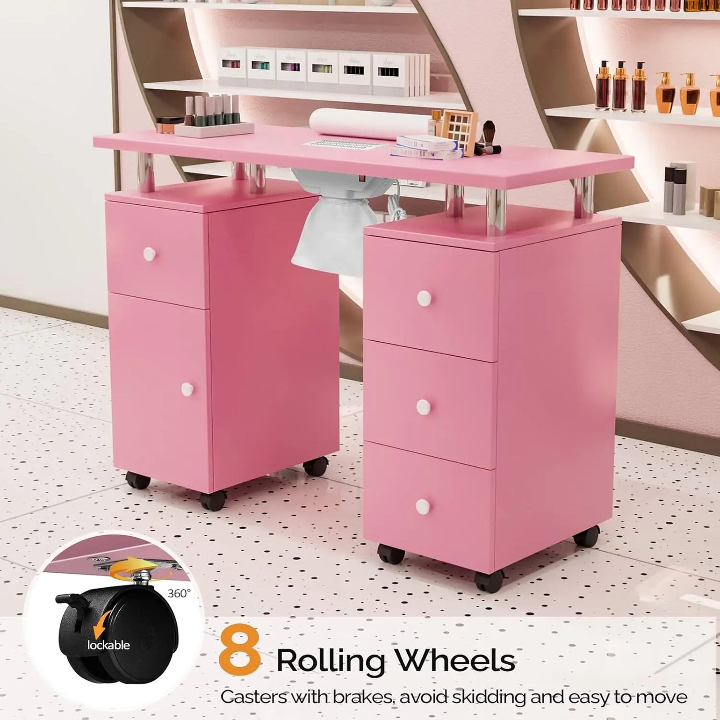 Nail Technician Table Station w/Electric Dust Collector