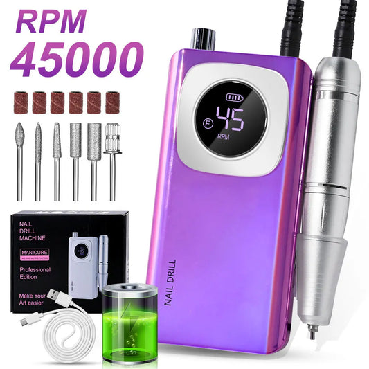 45000RPM Rechargeable Electric Nail Drill Machine With USB Connector Nail Polish Remover