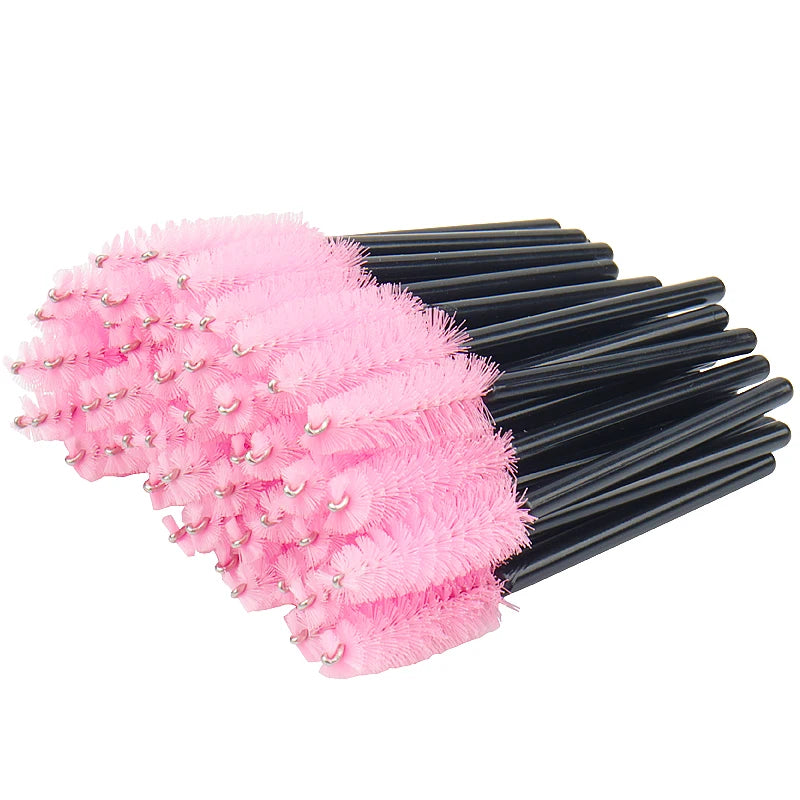 50pc Mini Eyelash Makeup Brush Short Handle Microbrush Mascara Wands