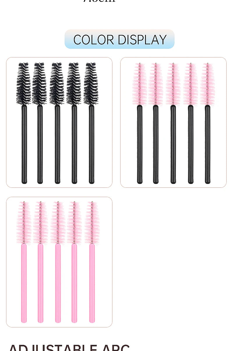 50pc Mini Eyelash Makeup Brush Short Handle Microbrush Mascara Wands