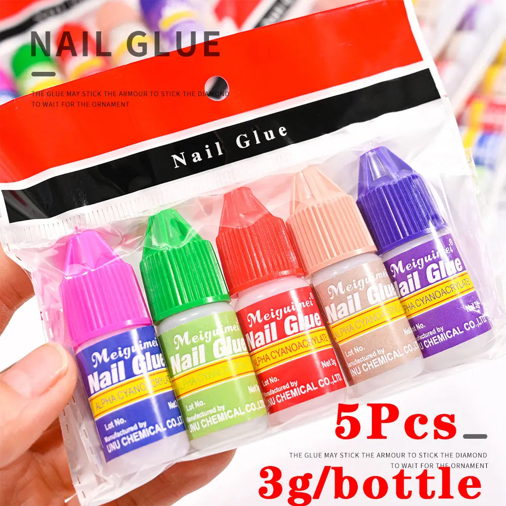 1/5/10PCS Quick Drying Nail Tips Glue Super Strong Nail Rhinestones Glue