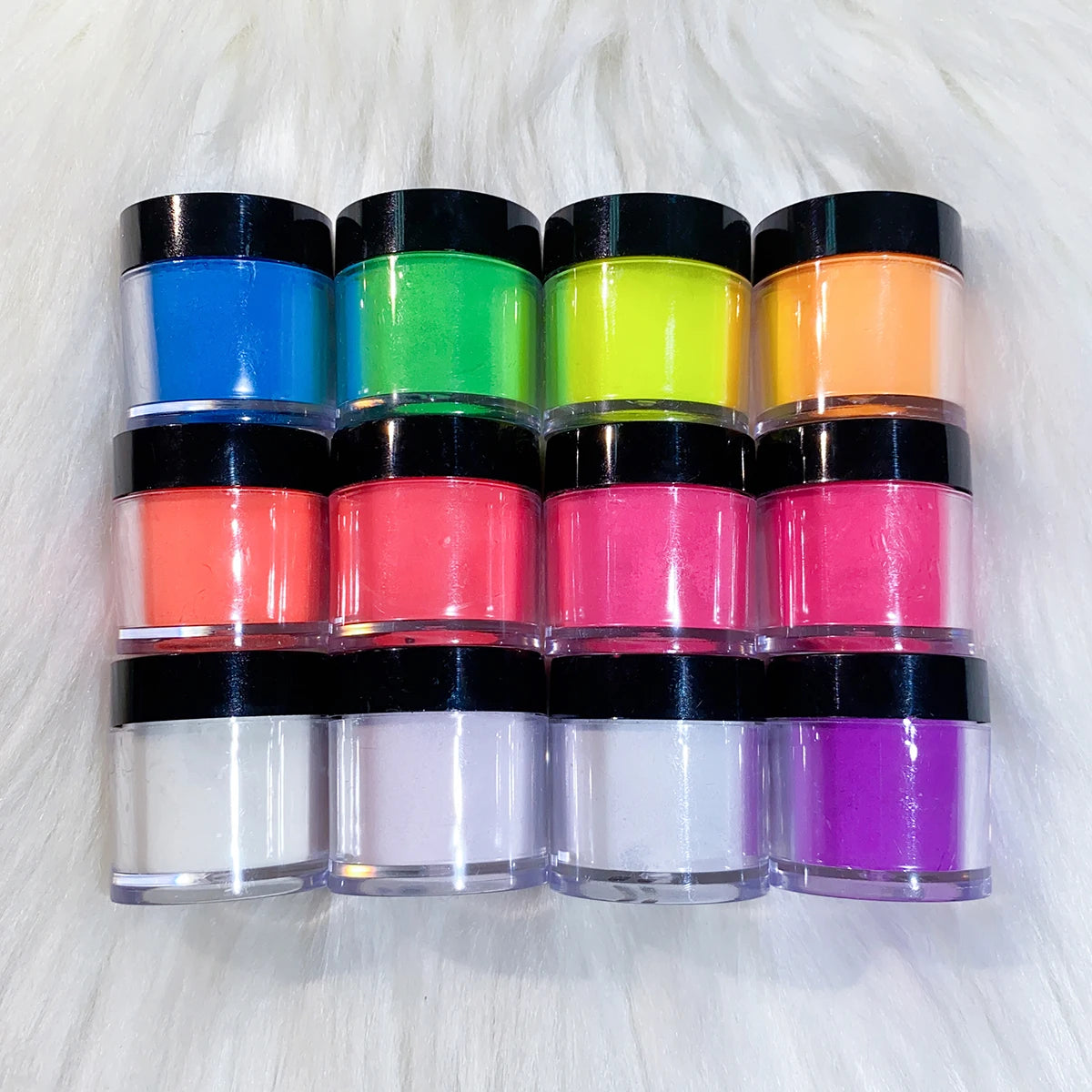 12 Jars of Glow in the Dark Acrylic Powder 10G