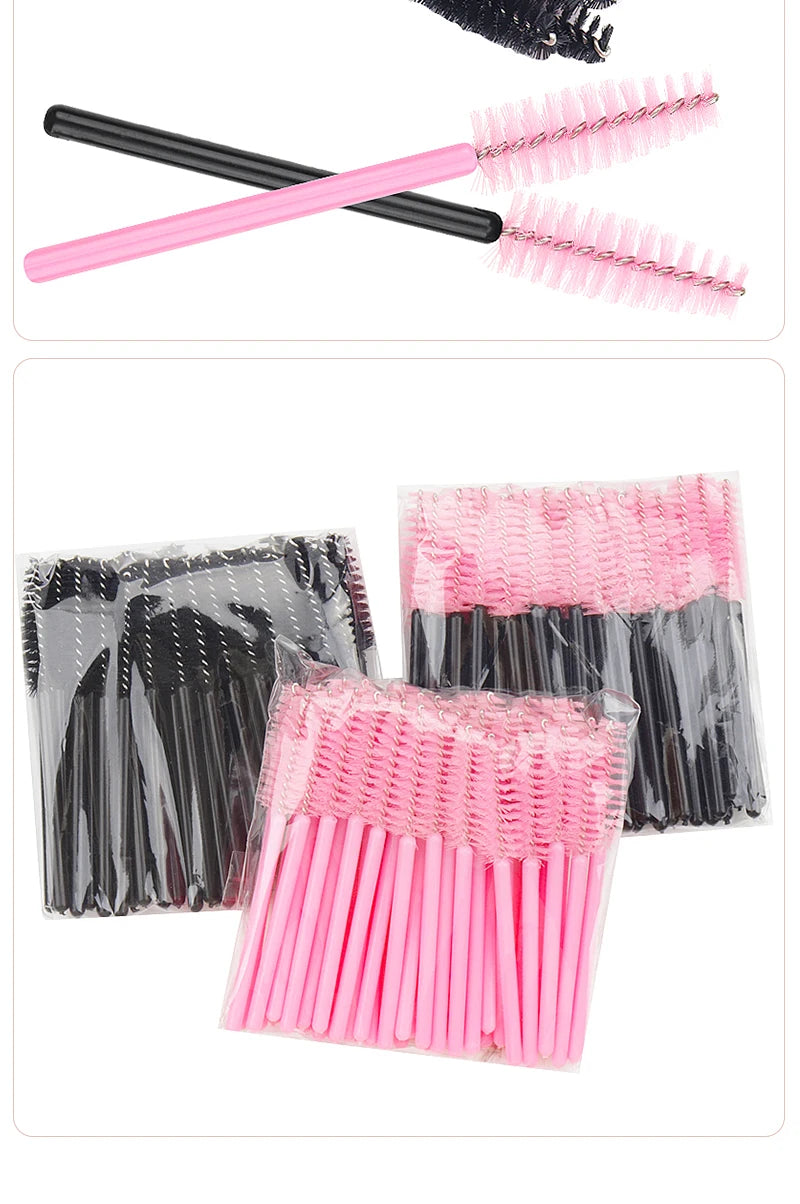 50pc Mini Eyelash Makeup Brush Short Handle Microbrush Mascara Wands