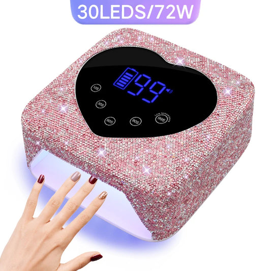 Rechargeable 72W UV LED Nail Lamp For Nails 30 LEDS Wireless Gel Polish Curing Lamp