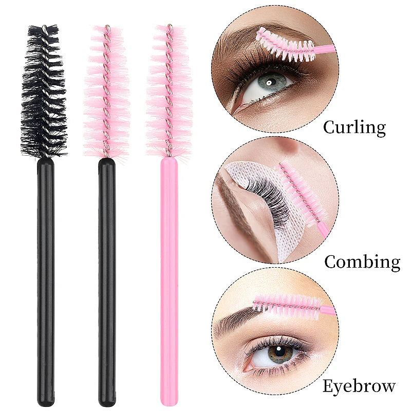 50pc Mini Eyelash Makeup Brush Short Handle Microbrush Mascara Wands